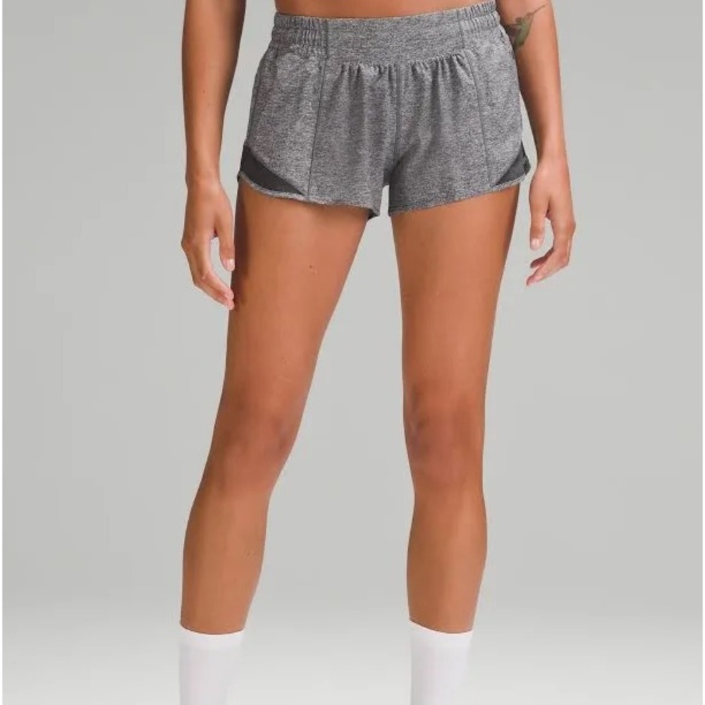 Lululemon Heather Lux Black/Heathered Black Hotty Hot Shorts! Size 10